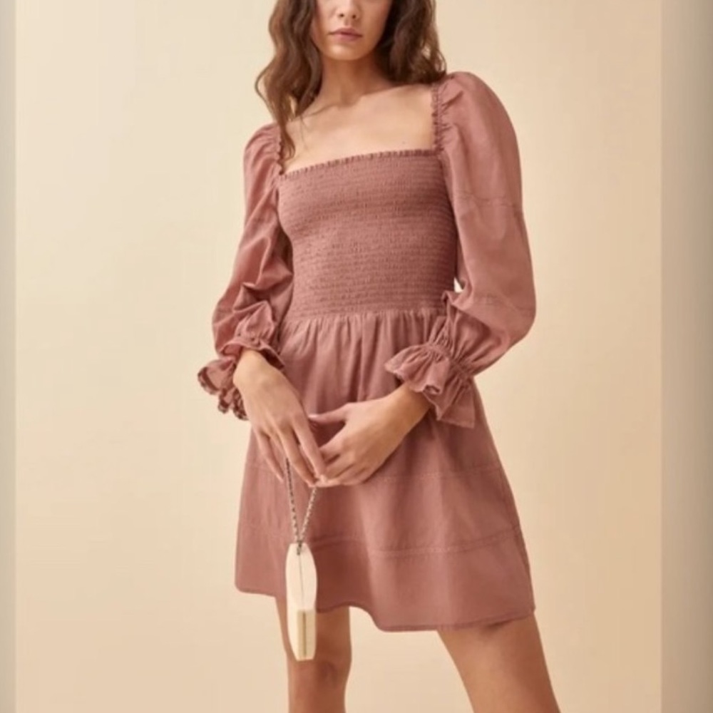 New Reformation Dunes Dress Praline Neutral Pink